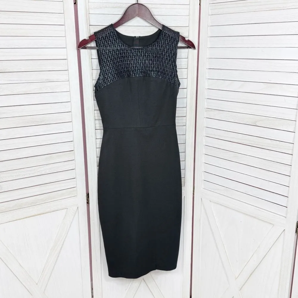 Banana Republic Roland Mouret Lace Yoke Sleeveless Sheath Dress Black Size 0 - Image 9