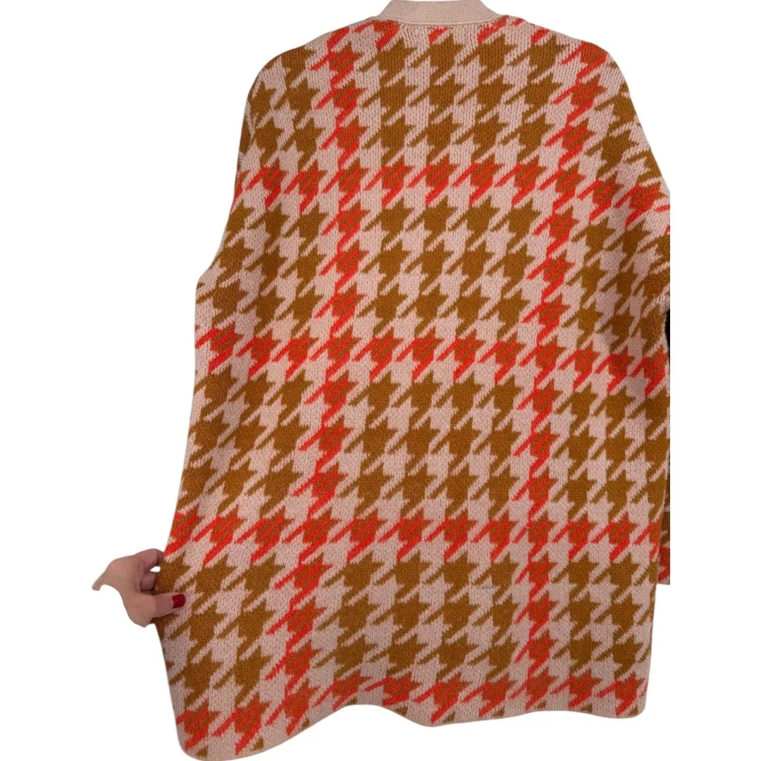 Anthropologie Edith Houndstooth Open Front  Knit Cardigan‎ Sweater Size Small - Image 9