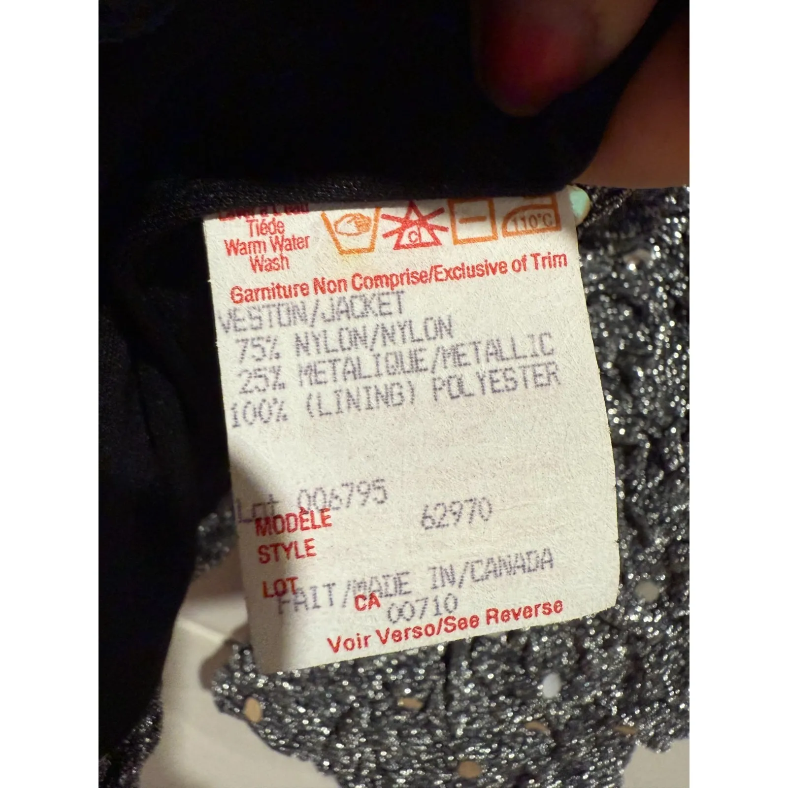 Joseph Ribkoff Womens Silver Metallic Sequin Textured Jacket Size 8 Full Zip - Image 4