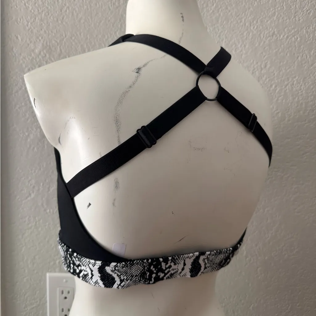 CXIX Creatures Polewear Pole Boa Snakeskin Grippy Triangle Sport Bra Top XS S Black - Image 4