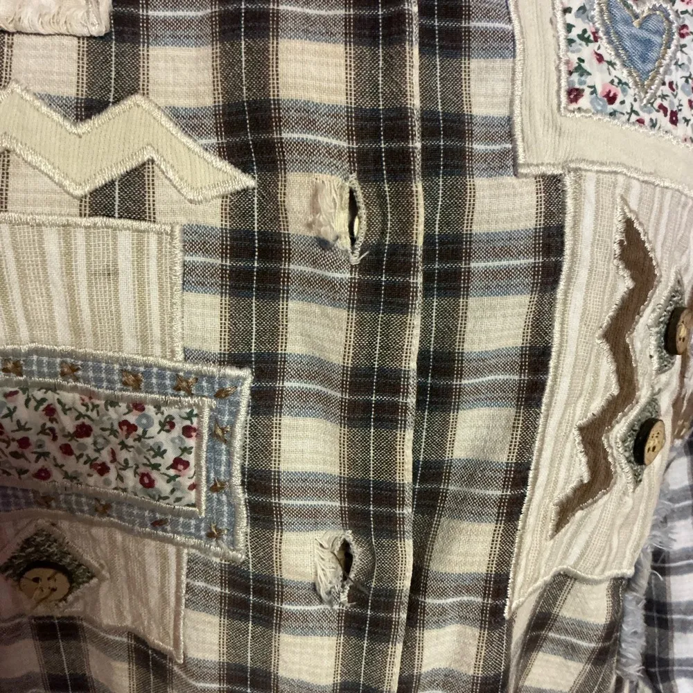 Vtg 90s krazykat patchwork flannel shirt Size M - Image 6