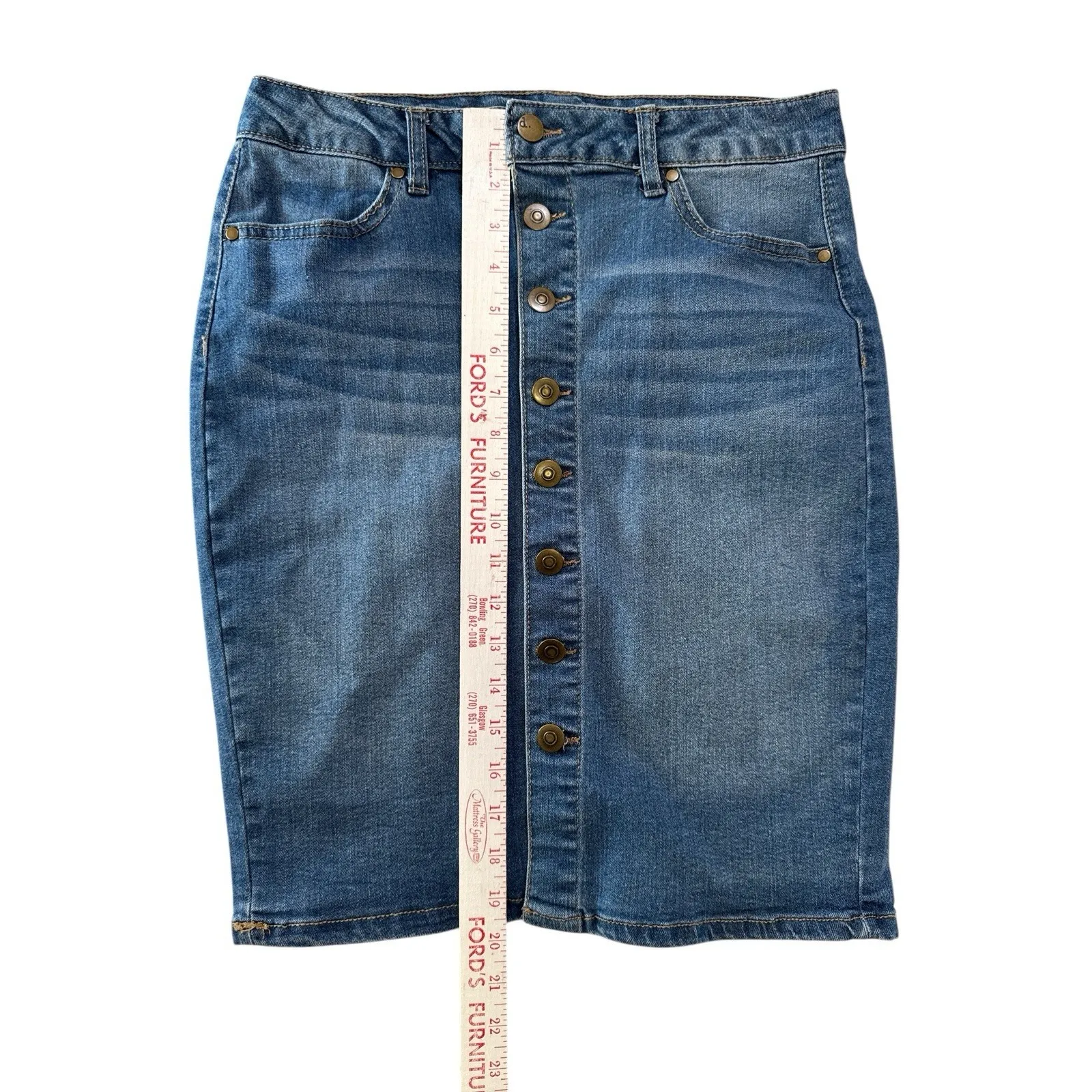 d.jeans Denim Skirt Size 6 Button Front Jean Skirt Medium Wash Midi Length - Image 6