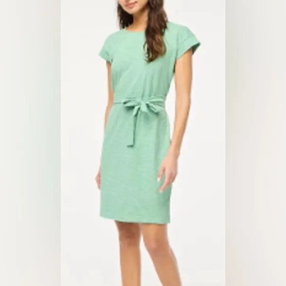 J Crew Women’s Sz Medium Pale Green Short Sleeve Tie-Waist T-Shirt Dress - Image 3