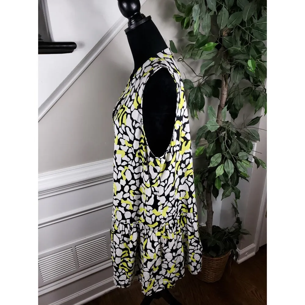 Nine West Dress Women Size XXL Multicolor Rayon Front Ruffle Hem V-Neck - Image 7