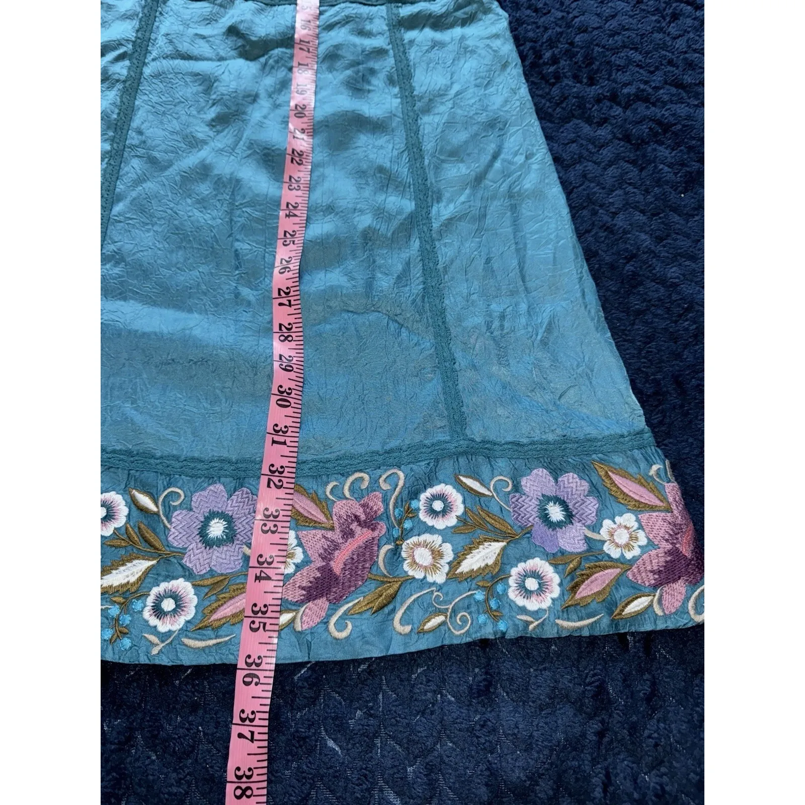 Sundance Women's Malika Crinkle Cupro‎ Floral Embroidered Dress Size Xs - Image 8