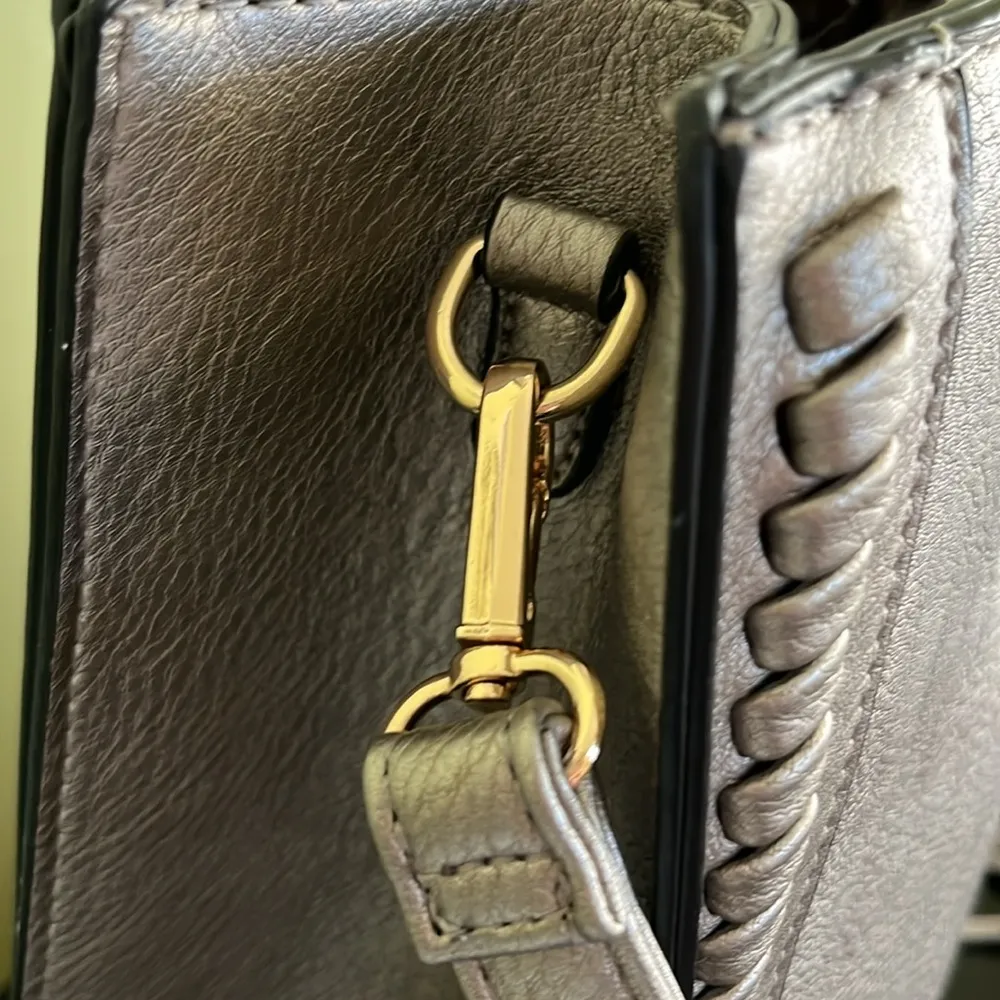 Dasein Handbag Vegan Leather Tassel Shoulder Bag Work Tote with Long Strap Silver - Image 8