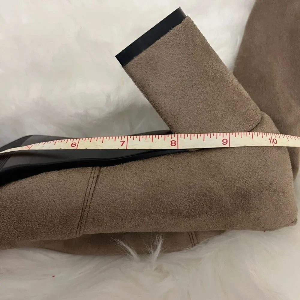 Over the knee stretch vegan suede heeled boots tan Tan Size 6 - Image 6