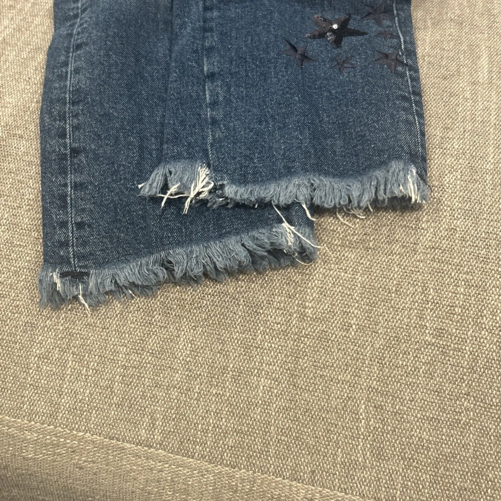 Pilcro Jeans Womens 27 Slim Boyfriend Cropped Raw Hem Embroidered Sequin Stars - Image 7