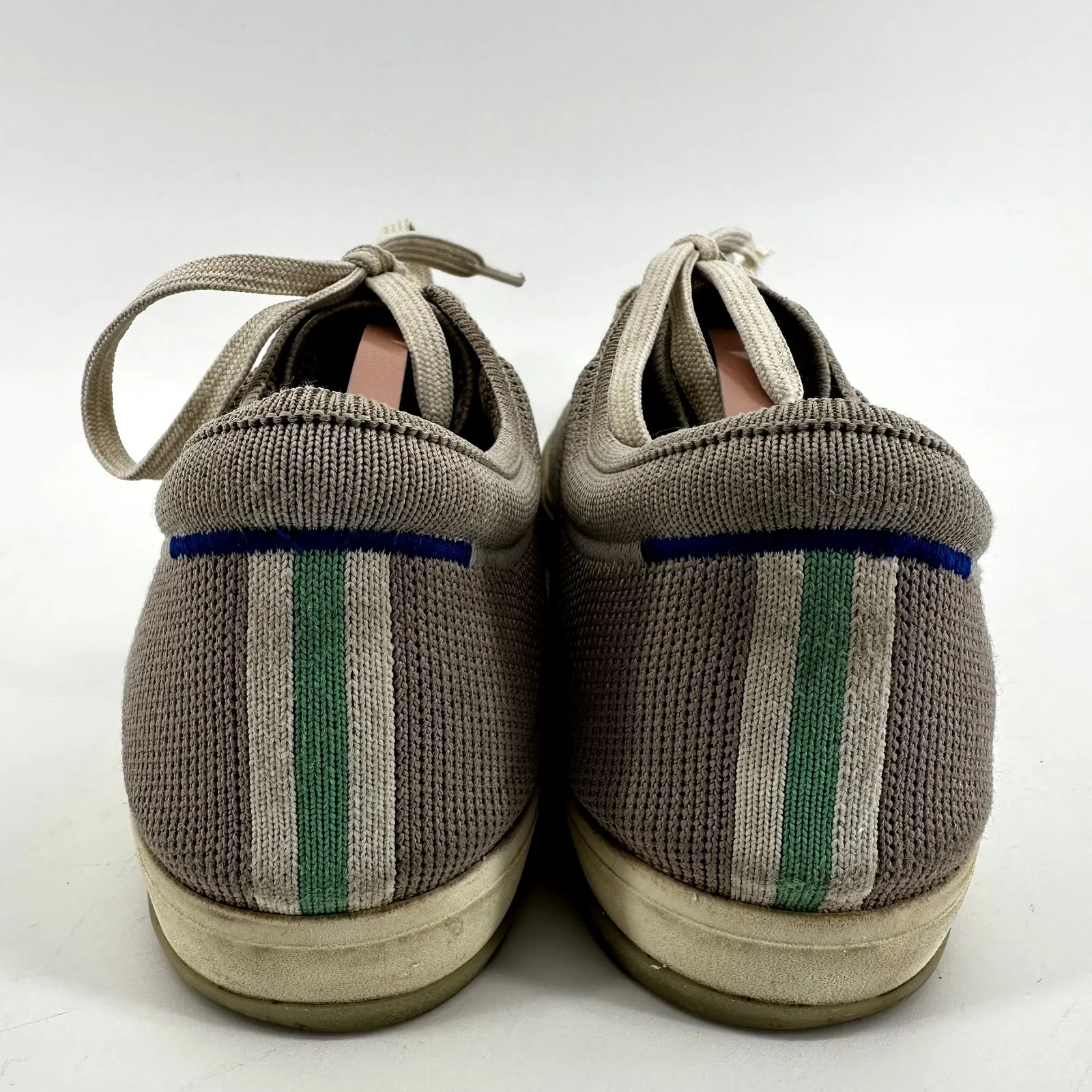 Rothy's The Lace Up Sneakers Ribbed Low Top Gum Soft Vintage Gray White 10 - Image 5