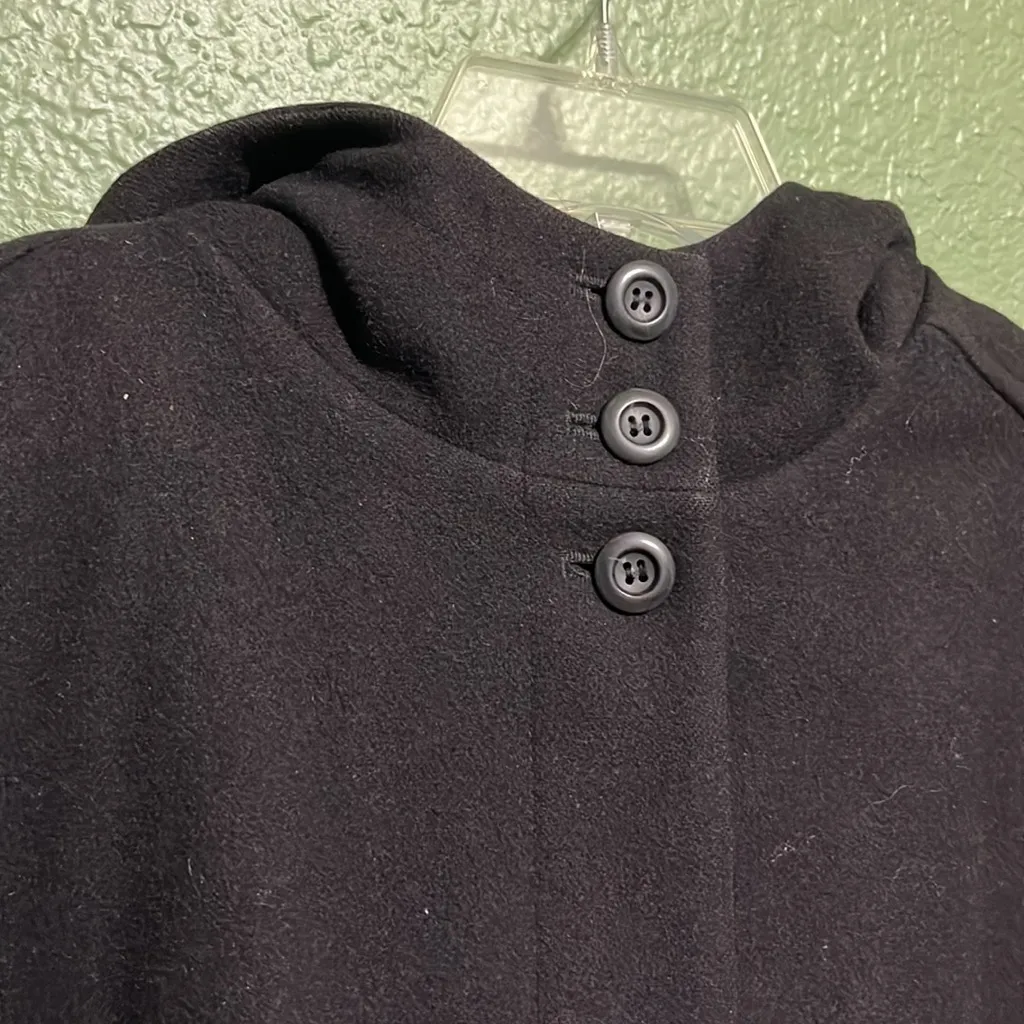 Vintage Women's Black Hooded Pea Coat by Harvè Bernard - Image 3