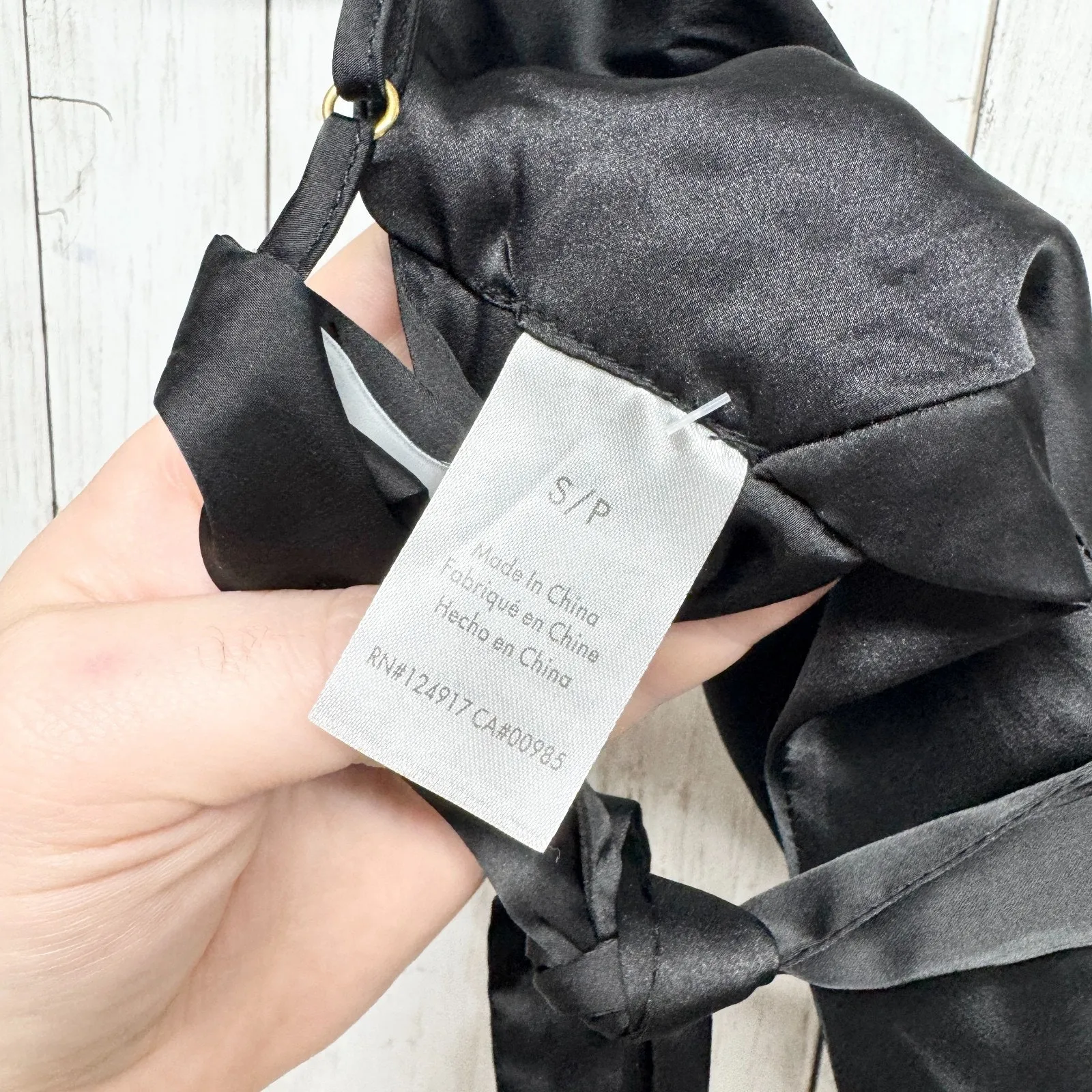 Danielle Bernstein Blouse Women Size Small Black Satin Tie Sleeveless Crop Tank - Image 4