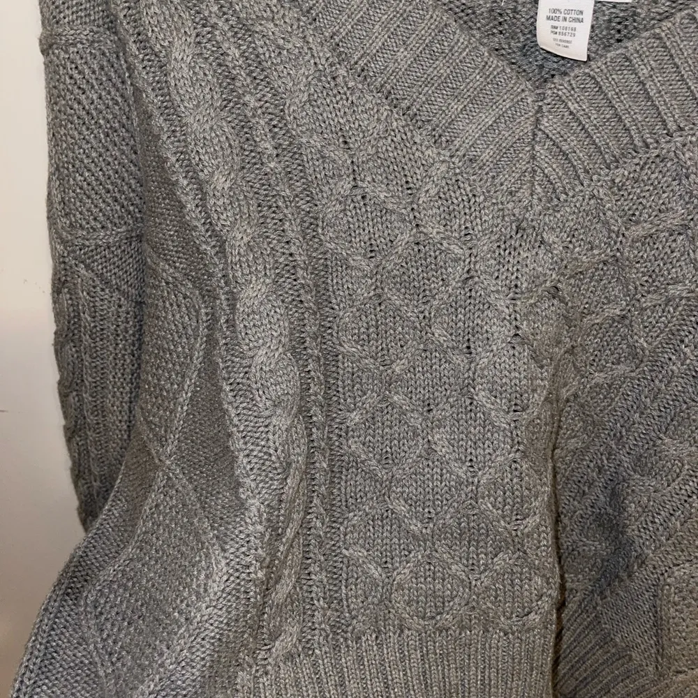 Grey Cable Knit Sweater - Image 3