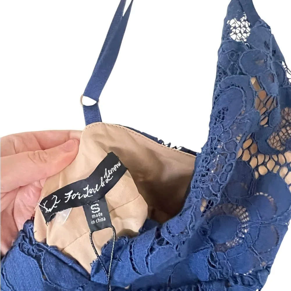 For Love & Lemons NEW Gianna Blue Lace Midi Dress - Image 2
