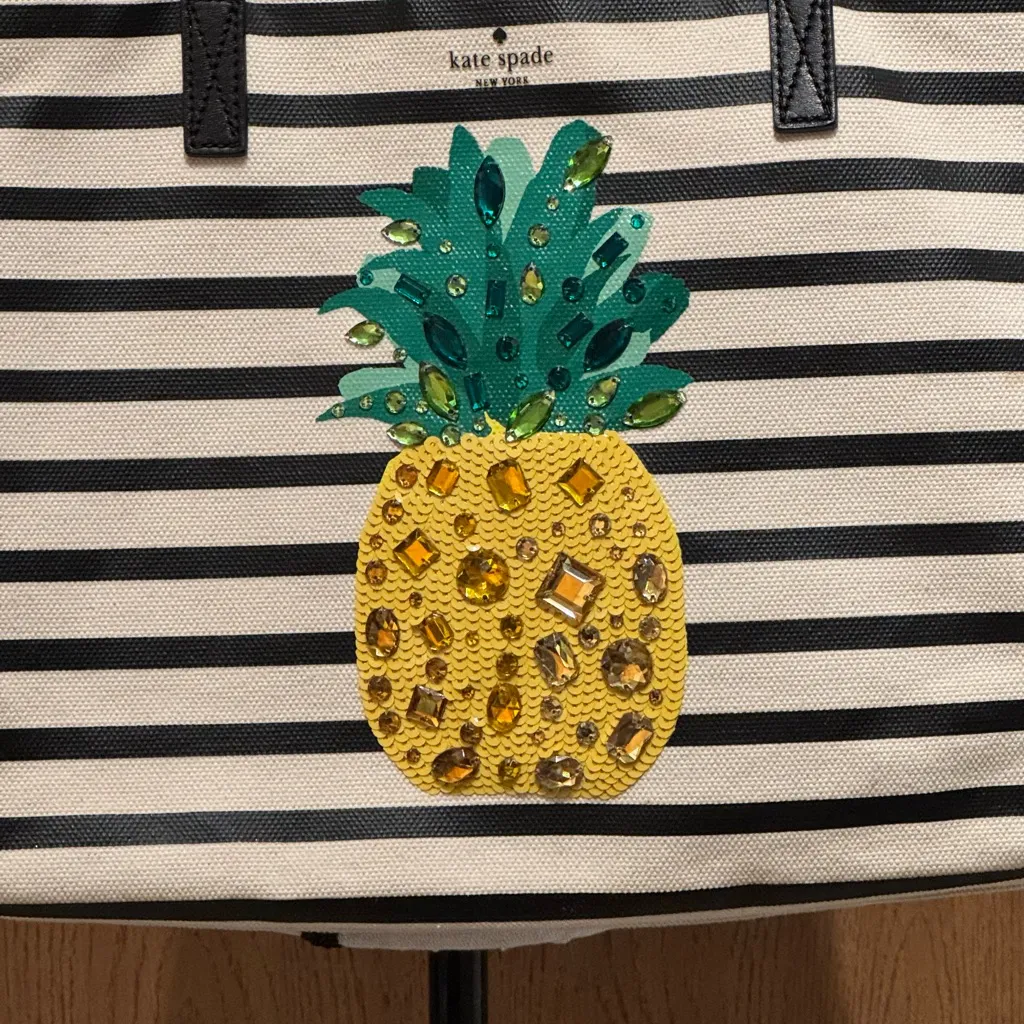 Kate Spade 25th birthday edition by the pool canvas pineapple mega Sam tote bag - Image 4