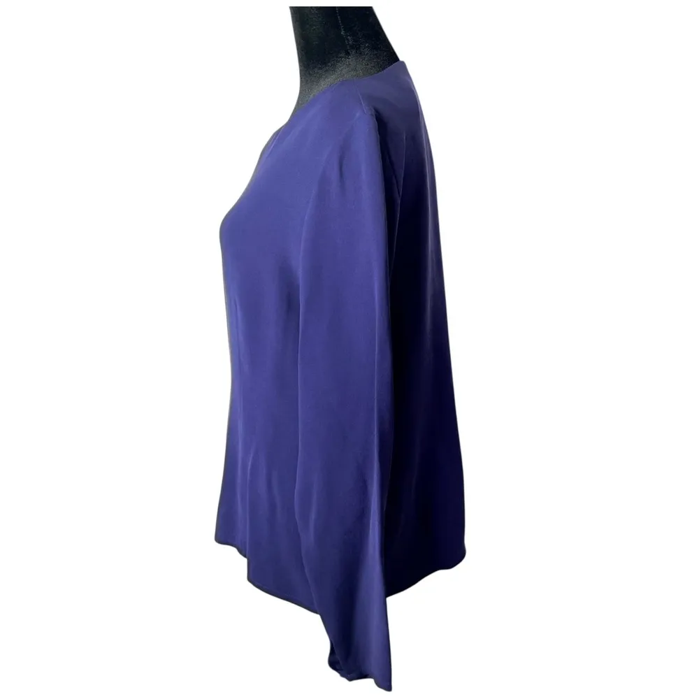 Carlisle 100% Silk Long Sleeve Blouse Womens 4 Purple Office Career Quiet Luxury - Image 2