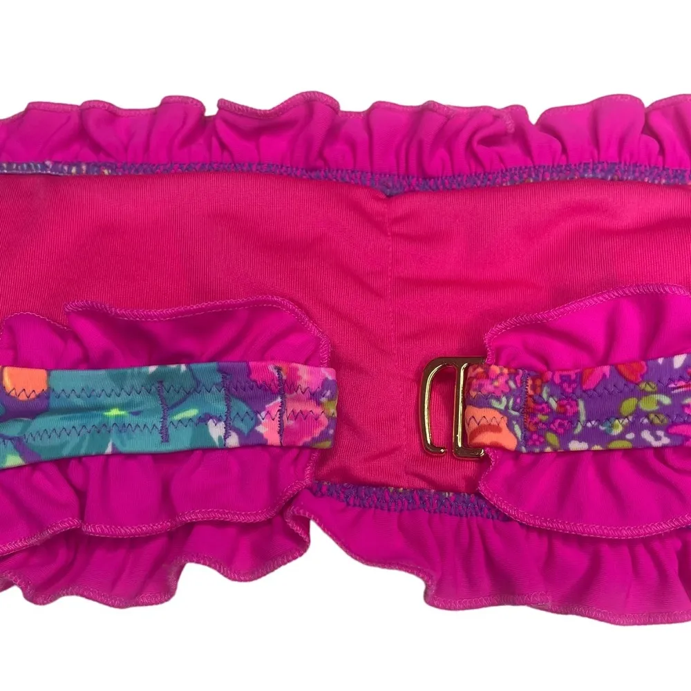 Victoria’s Secret Swim 𑁍 Floral Ruffle Bandeau 2 Piece Bikini Set 𑁍 Fuchsia M - Image 11