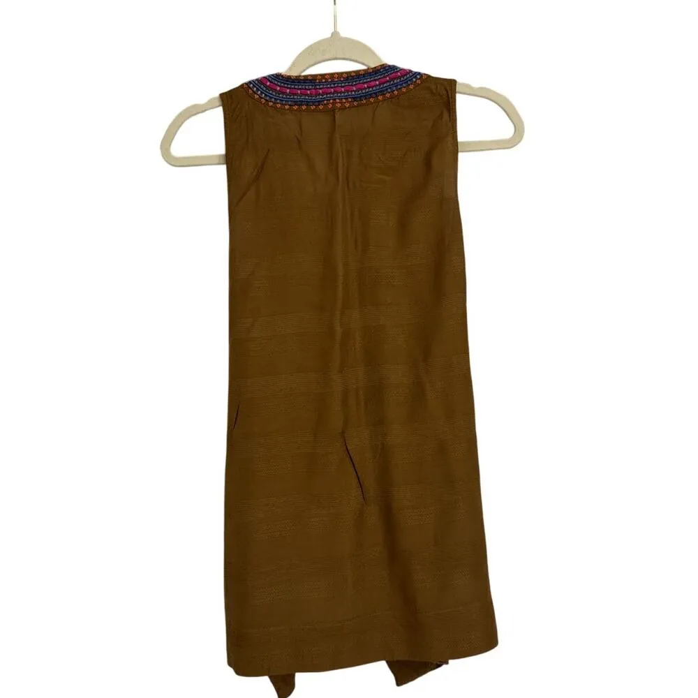 Anthopologie Maeve Liviana Sleeveless Brown Boho Wrap Top Size Women's X Small - Image 3