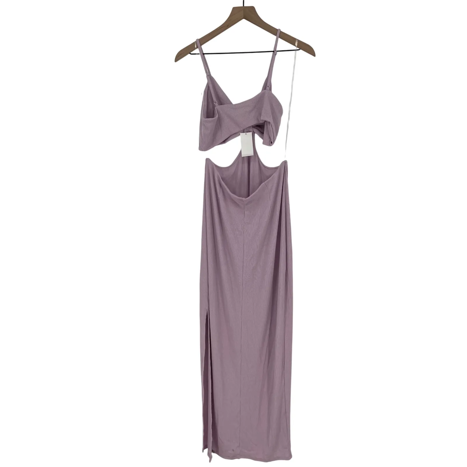 FORE Cut Out Twist Front Ribbed Maxi Dress Lilac XL Purple - Image 5