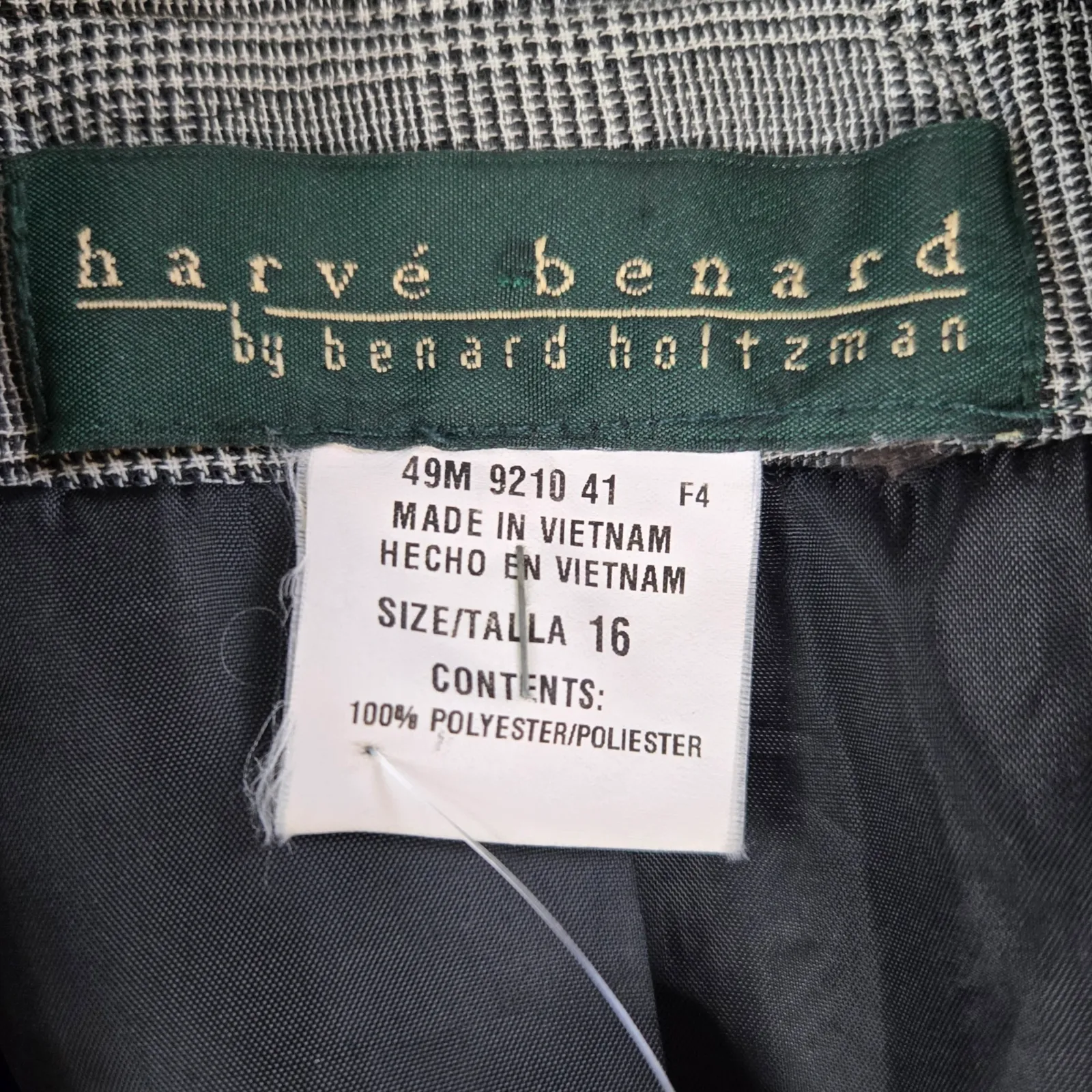 80s Vintage Gray Houndstooth Plaid Harve Benard Single Breasted Blazer Size 16 - Image 4