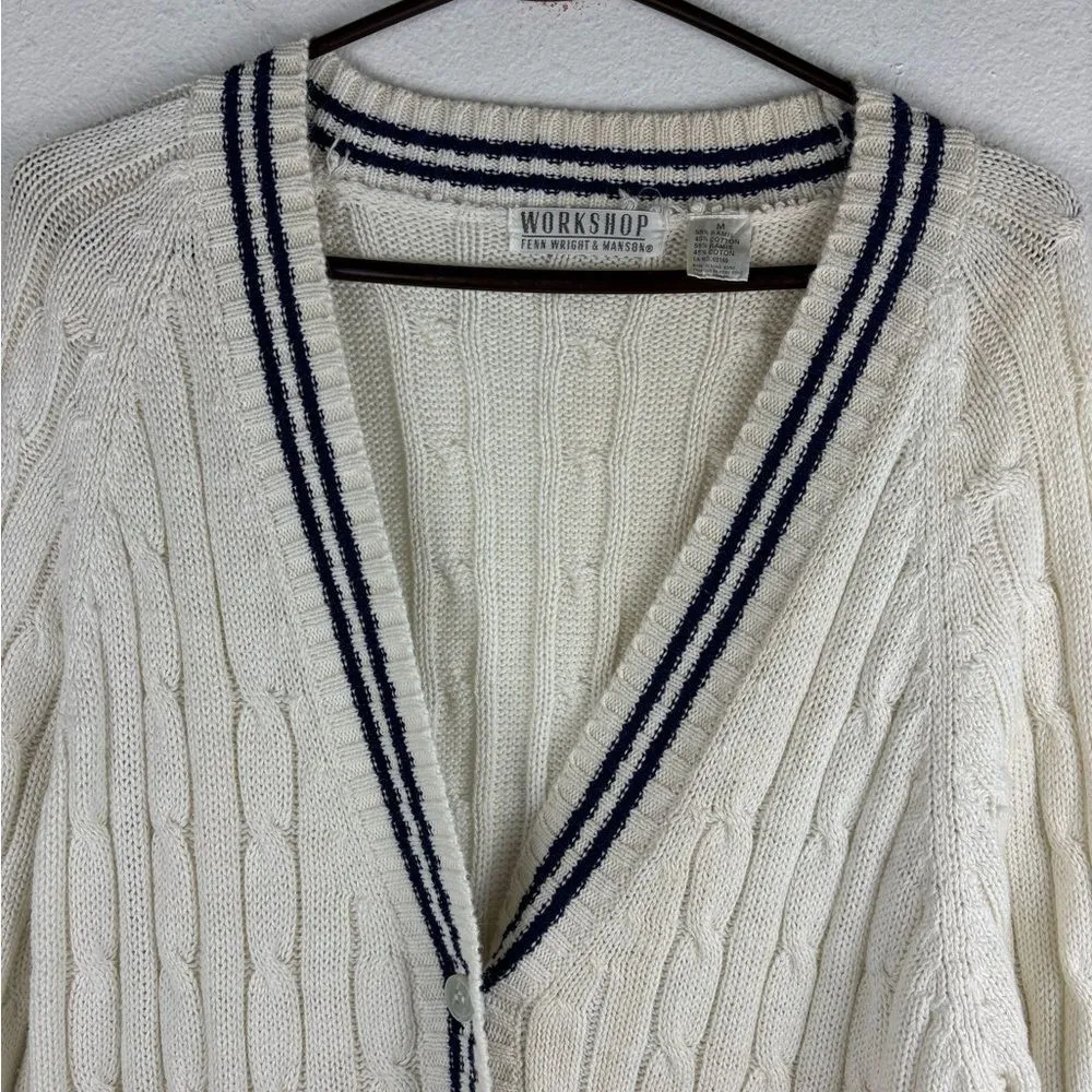 Vintage Fenn Wright & Manson M Workshop Nautical Button Up Knit Cardigan Sweater - Image 3