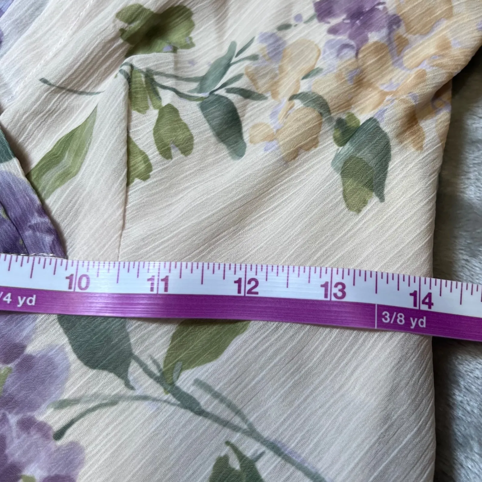 SL Fashions Vintage Y2K Dress Womens 6P Petites Ivory Floral Flutter Sleeve Boho Purple - Image 9