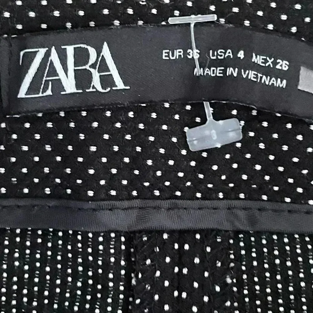 Zara Women’s Black Polka Dots Slim Fit Casual Office Soft Pants SZ 4 #1135 - Image 9