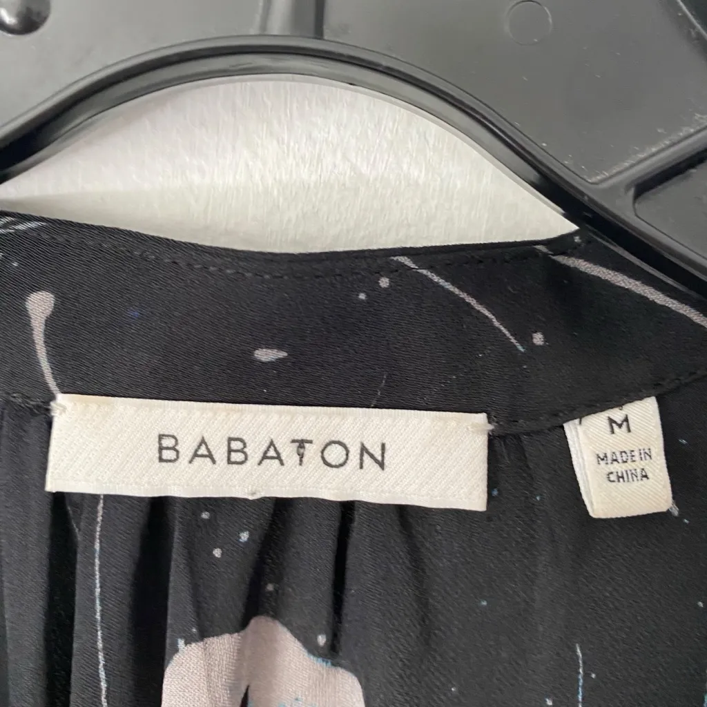 Aritzia Babaton Bennett Silk Black Blue Draw String Dress size medium - Image 4