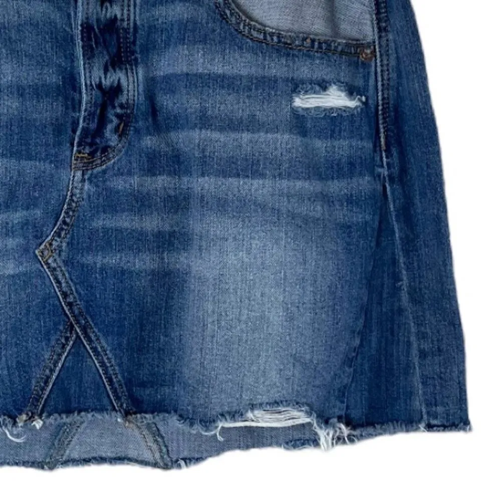 American Eagle Denim Jean Mini Skirt Distressed Raw Hem Cotton Women’s Size 12 - Image 6