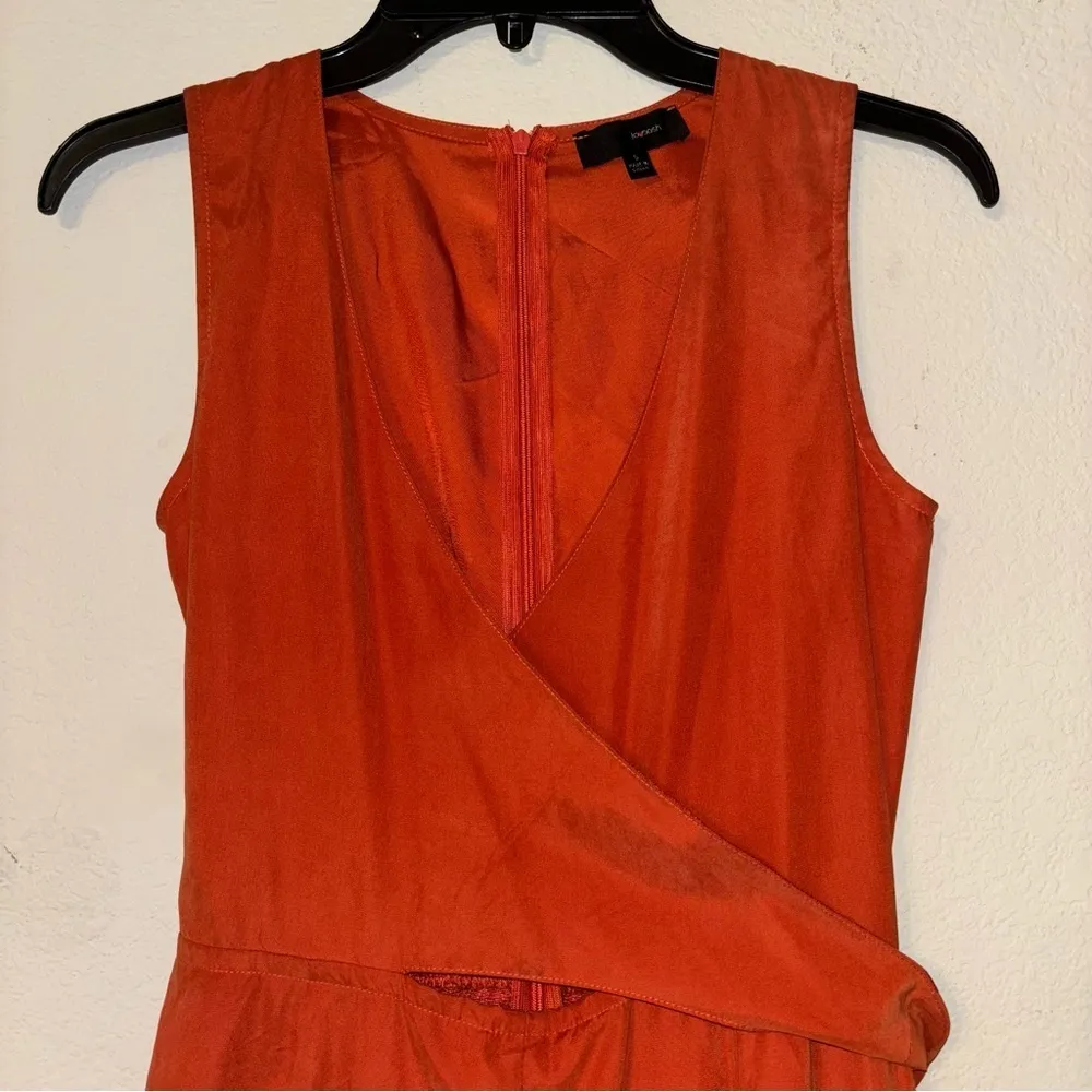 Lov posh sleeveless wrap romper, rust colored light suede, Small Red - Image 2