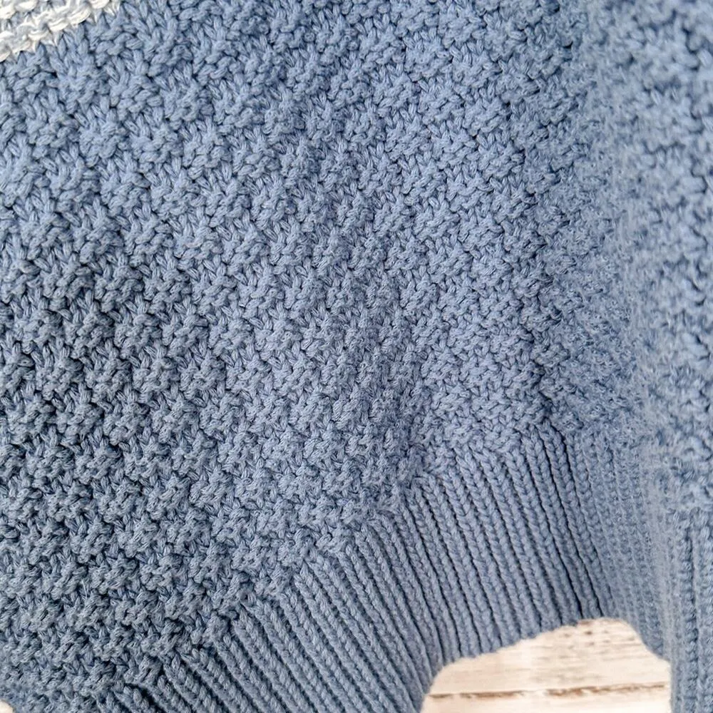 Caslon Blue & White Colorblock Split Hem Sweater, EUC, Size Small - Image 11