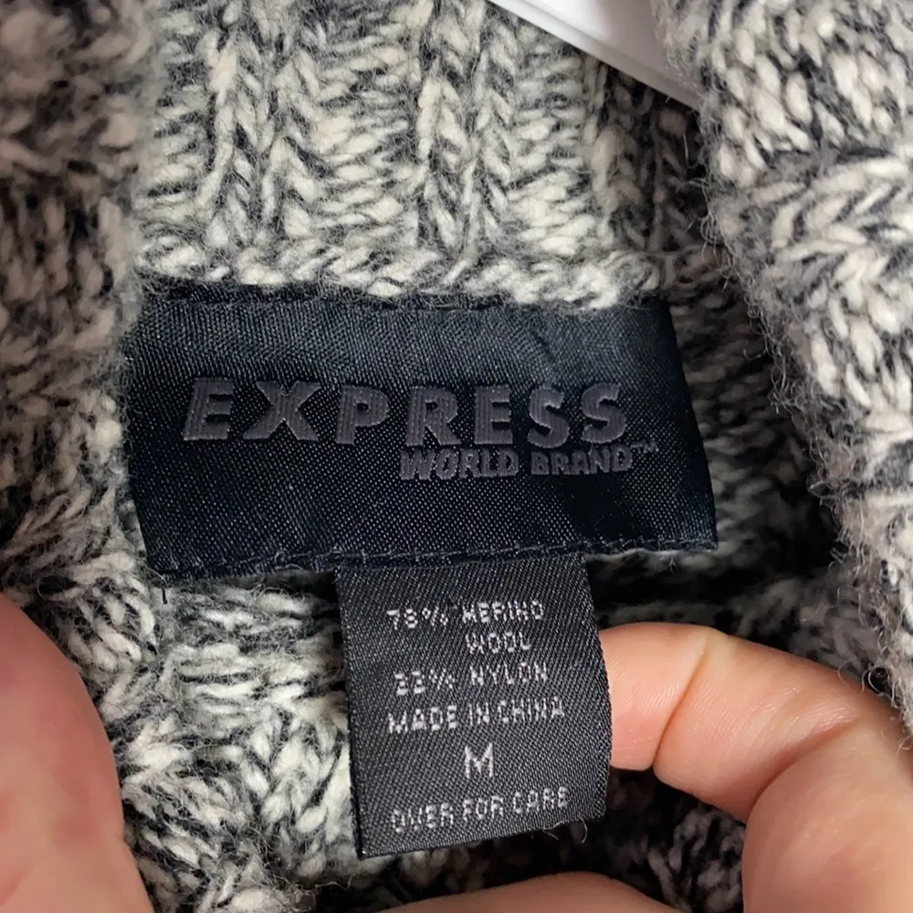 Express Vintage melange chunky cable knit turtleneck wool blend sweater size S - Image 9