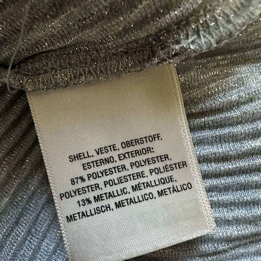 Anthropologie Ett Twa Crepuscule Silver Ribbed Metallic Top Minimalist Neutral - Image 4