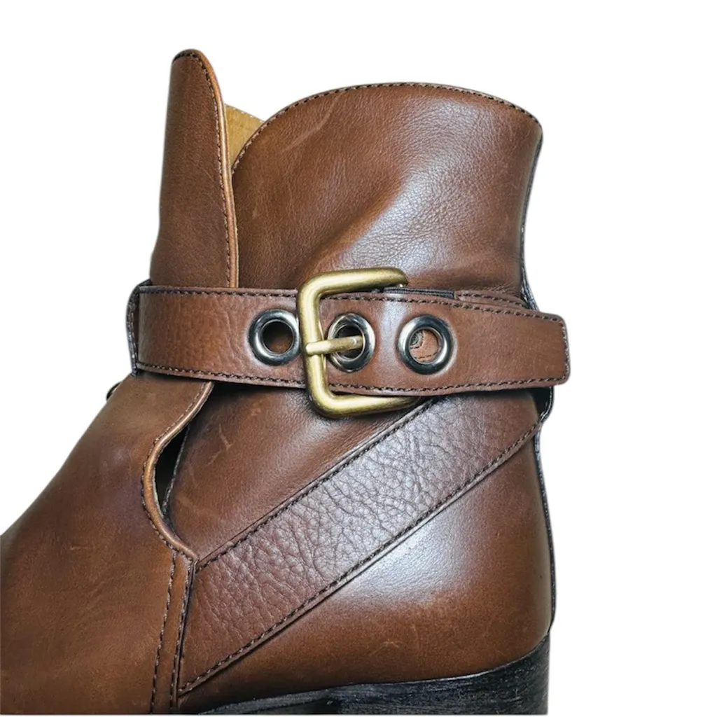 Chloe brown leather ankle buckle boots - Image 8