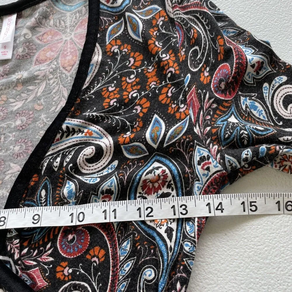 Xhilaration Women’s Junior’s Size S Paisley Floral Bell Sleeve V-Neck Wrap Dress - Image 6