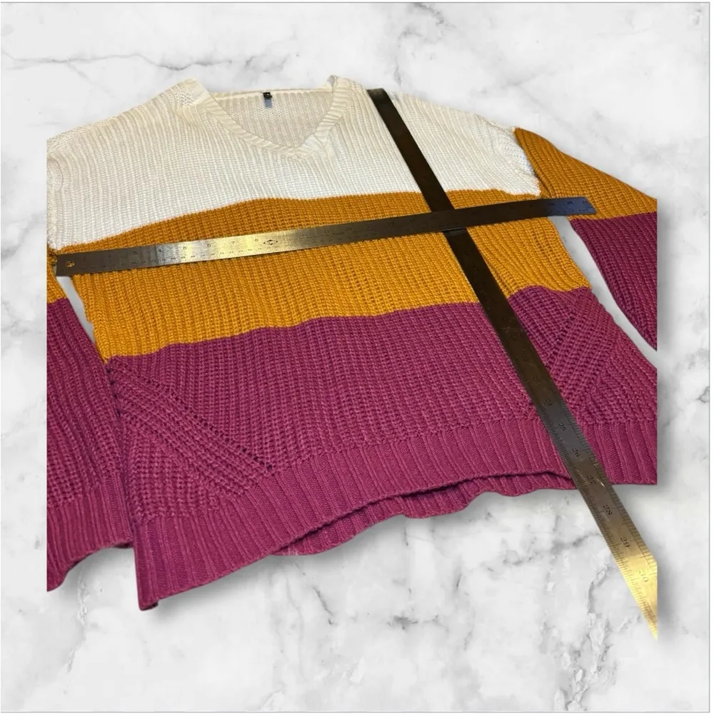 CURATED by Instant Message long Sleeve Boxy Sweater XLarge White Mustard Size XL - Image 5