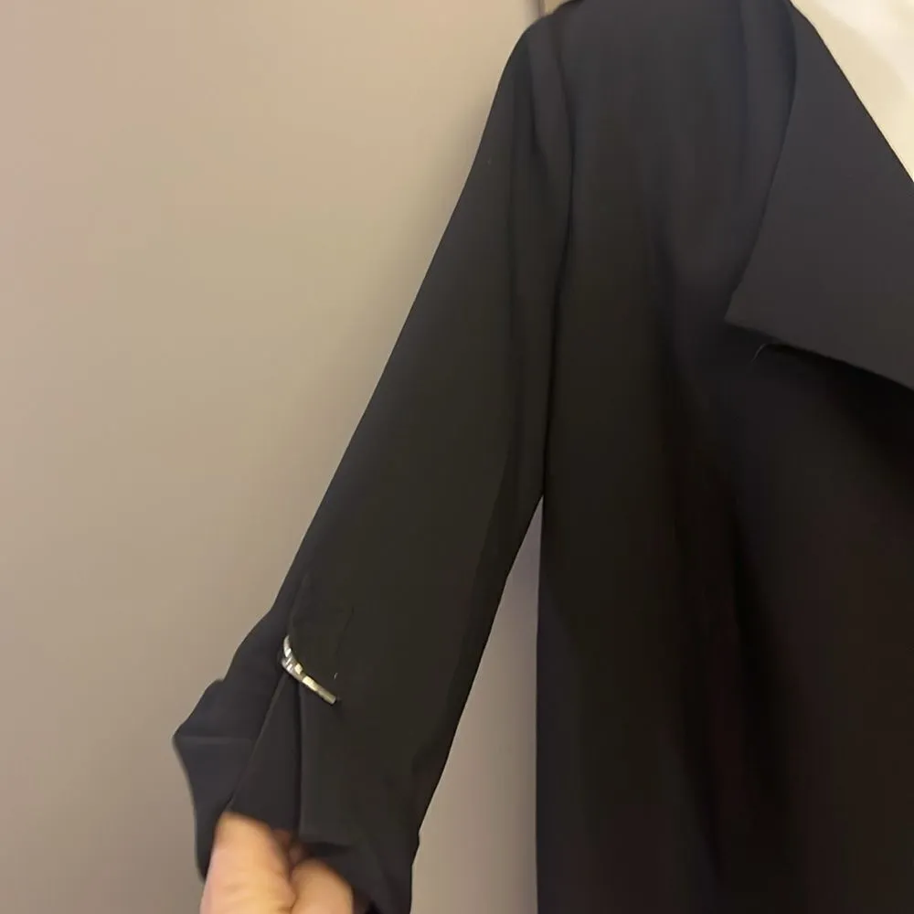 Vici OnTwelfth Black Pocket Cascade Open Front Preppy Gothic Drape Coat- Medium - Image 5