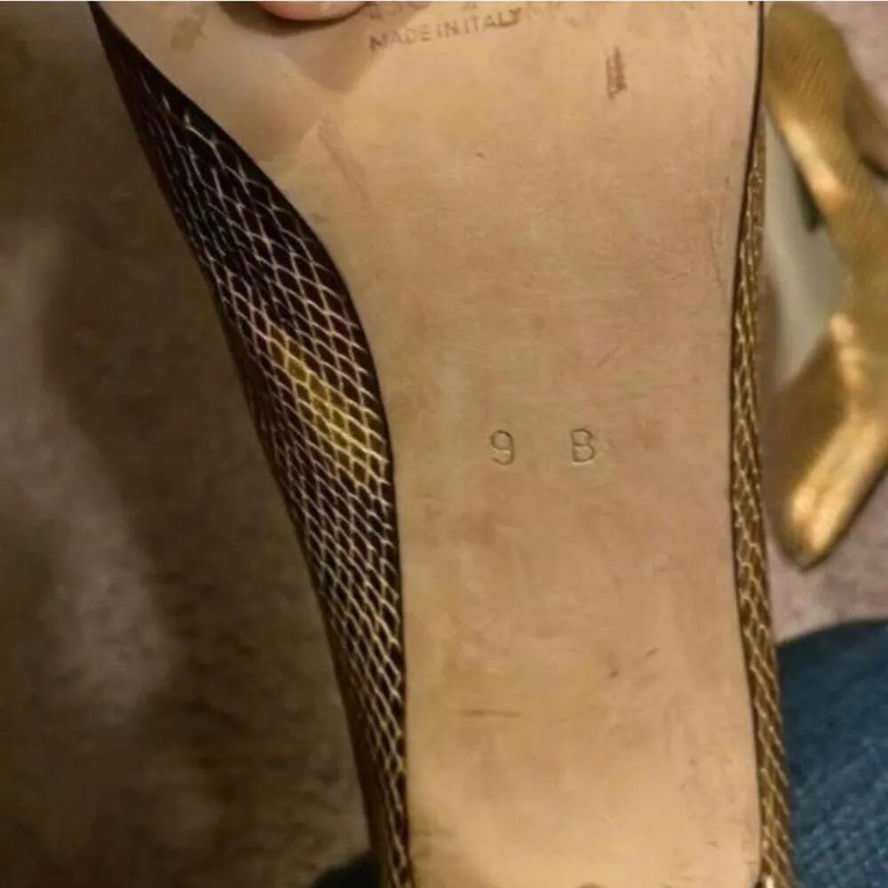 Vintage Escada Gold Metallic Snakeskin High Heel Shoes Size 8 - Image 10