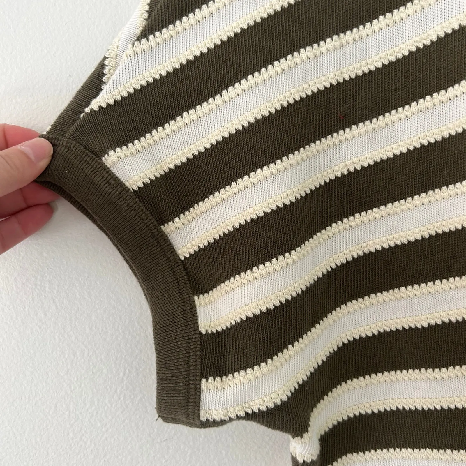 Madewell Women's Relaxed V-Neck Striped Polo Style Sweater Top XXS Oversized New - Image 4