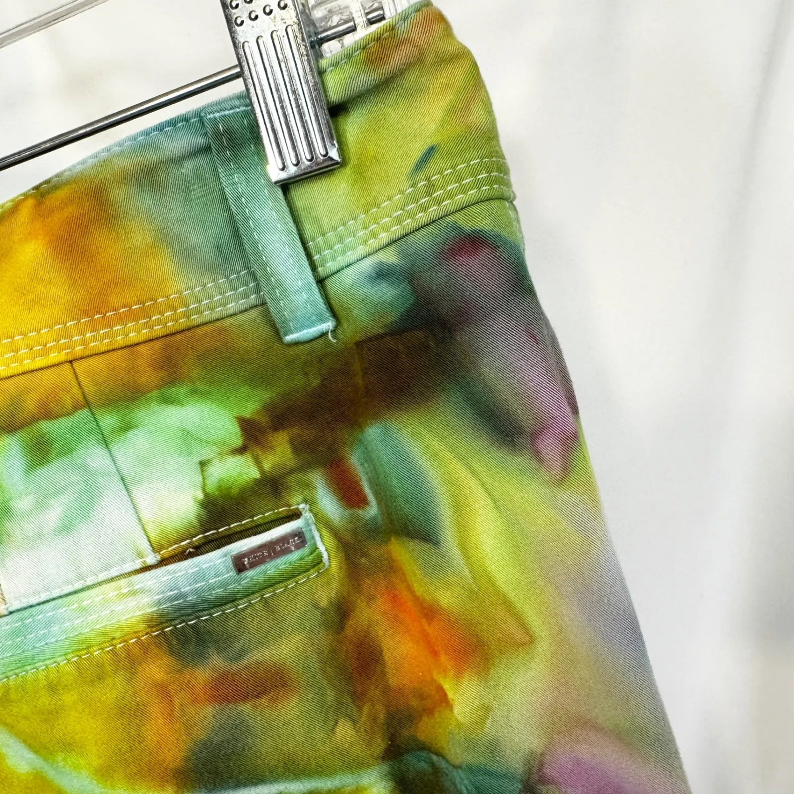 White House Black Market Size 2 Jeans Handmade Tie‎ Dye Green WHBM Slim Crop 625 - Image 10