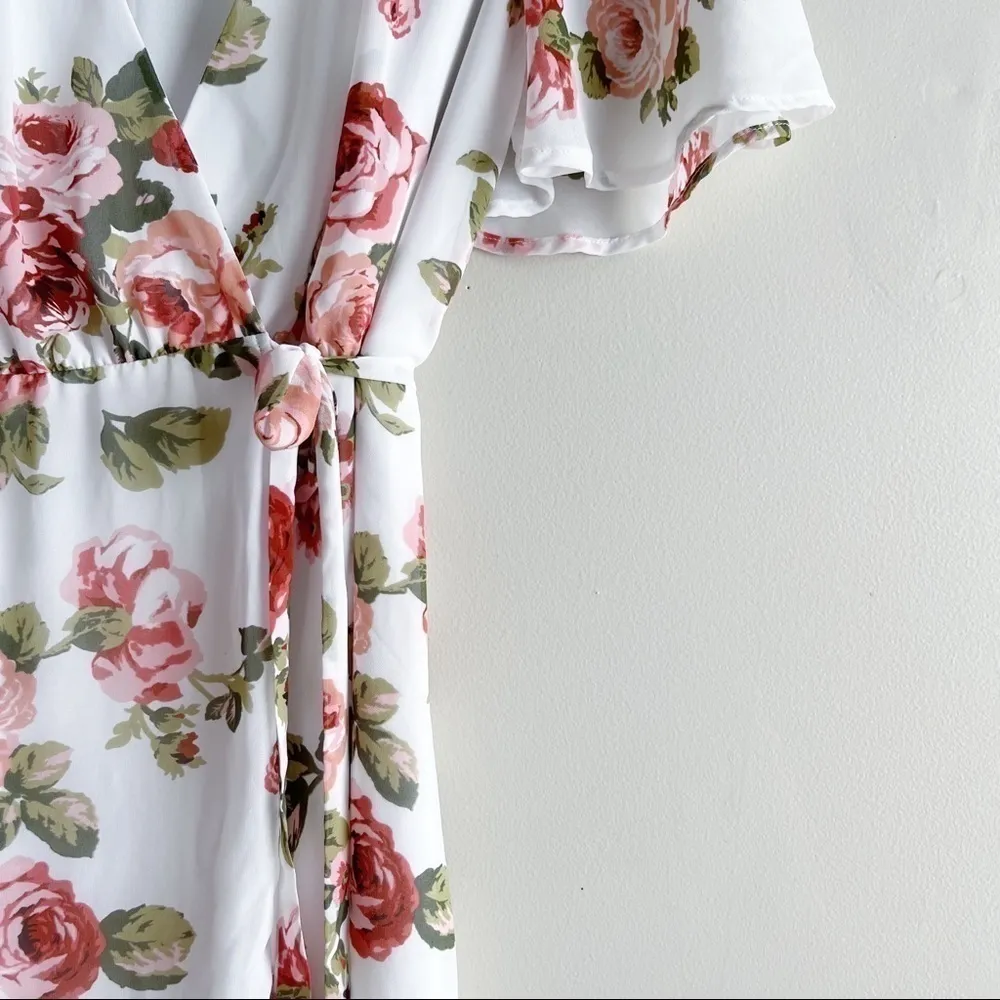 Show Me Your Mumu Rosie Posie Marianne Wrap Maxi Dress in Pink & White,‎ Size XS - Image 9