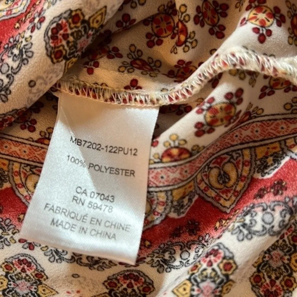 Artisan NY Women Red/Cream Sleeveless Tunic Blouse Size Large - Image 7