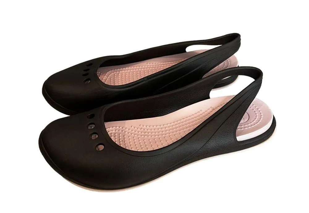 Crocs Brown/Pink Slingback Ballet Flats, Sz 8 - Image 4