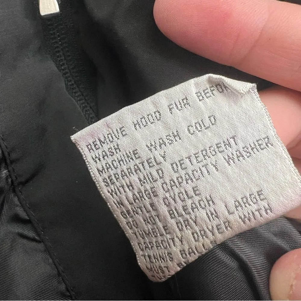 Larry Levine‎ down, puffer coat with fox tail fur trim with flaws womens small - Image 3