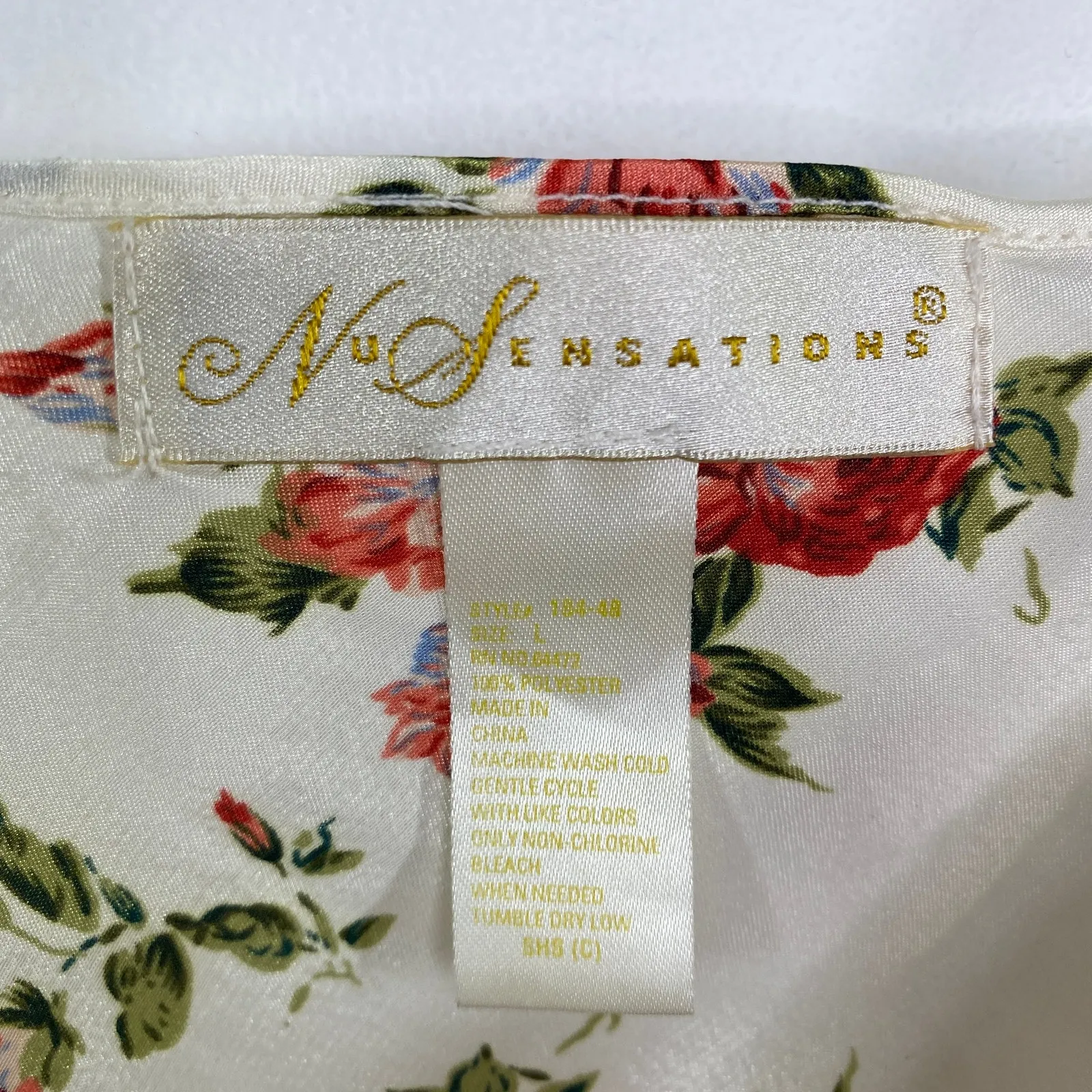 White Floral Satin Baby Doll Tank Top Lace Trim 90s Y2K Feminine Size L Dainty Size L - Image 4