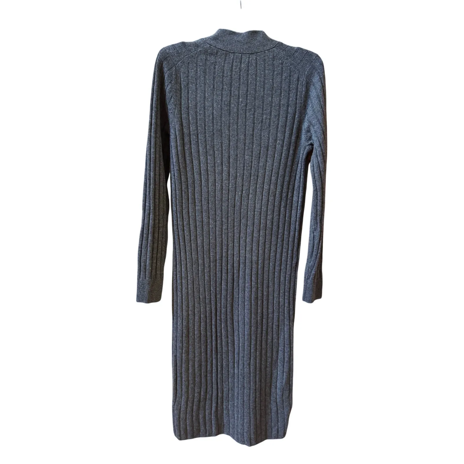 Nordstrom 100% Cashmere Ribbed V-Neck Midi Dress - M - Image 3