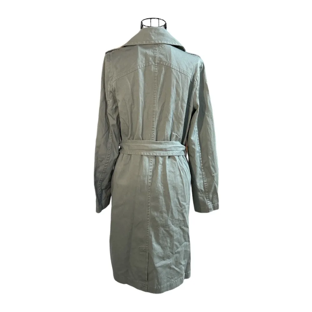 Marine Layer Kelly Belted Trench Coat Faded Sage/Olive Green Size Small - Image 10