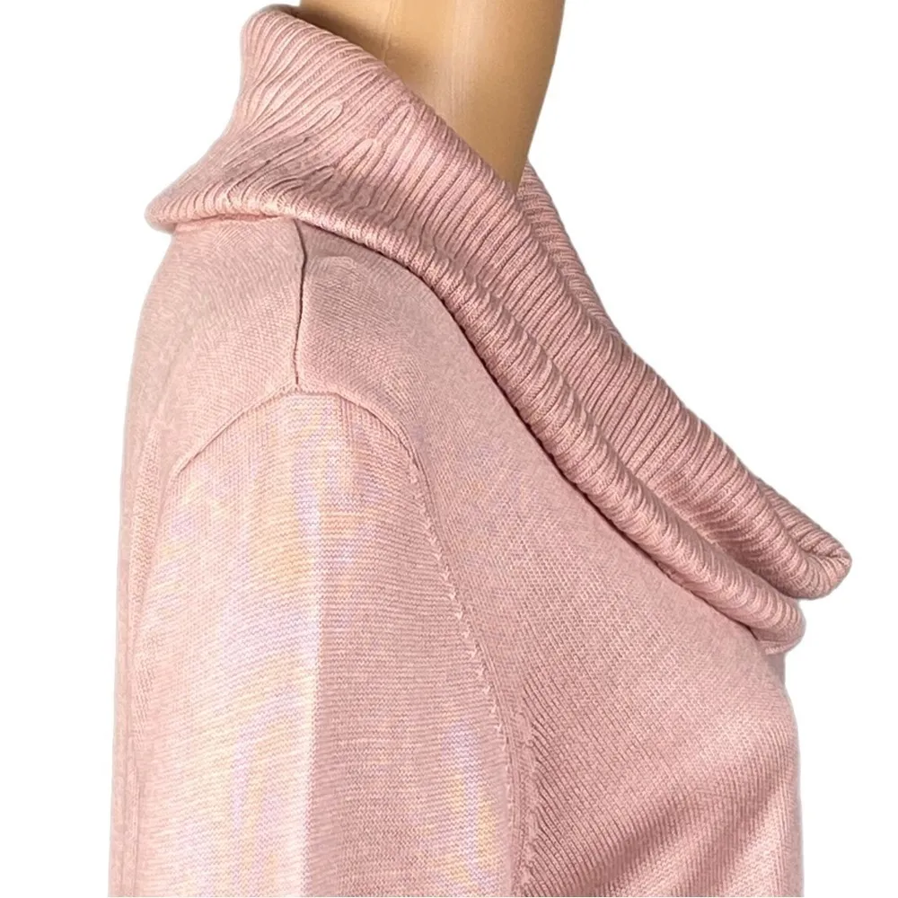 CALVIN KLEIN blush pink and white color block, asymmetrical sweater. Large. EUC - Image 5