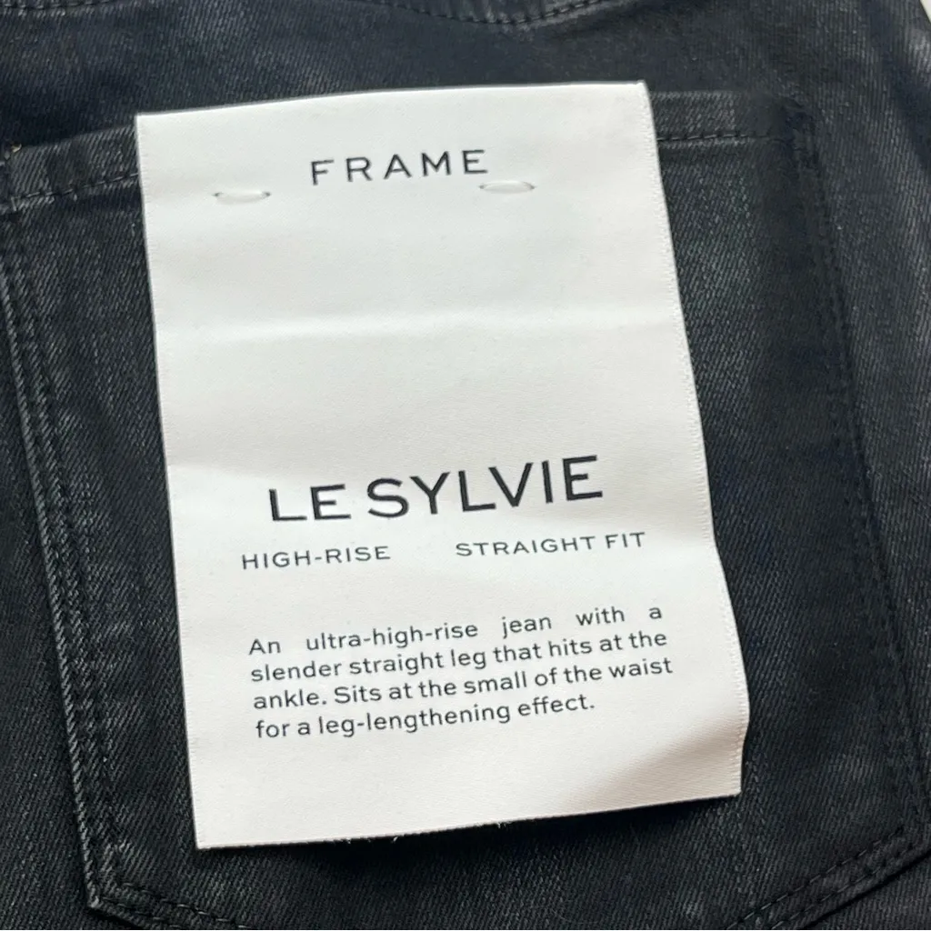 Frame Le Sylvie High Rise Straight Coated Straight Leg Jean‎ Womens Black 29 NEW - Image 8