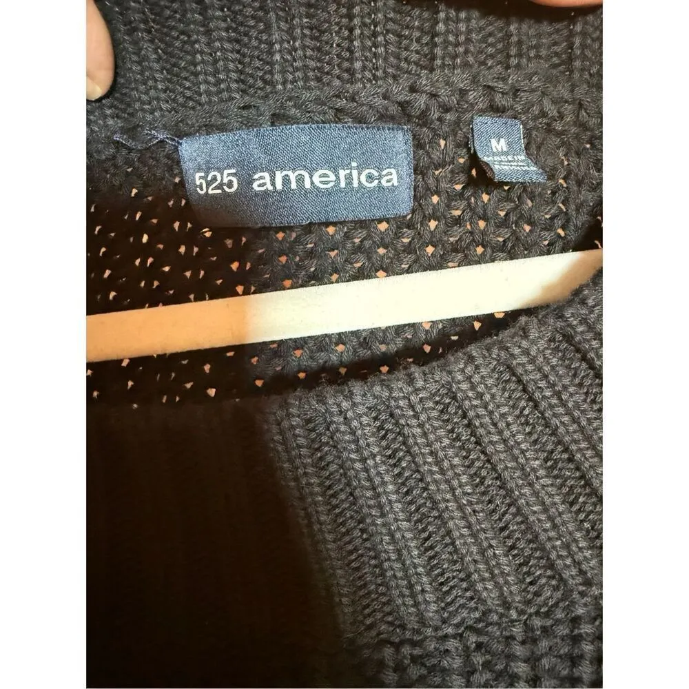 525 America women’s black open chunky knit sweater with bell sleeves minimalist Black Size M - Image 3