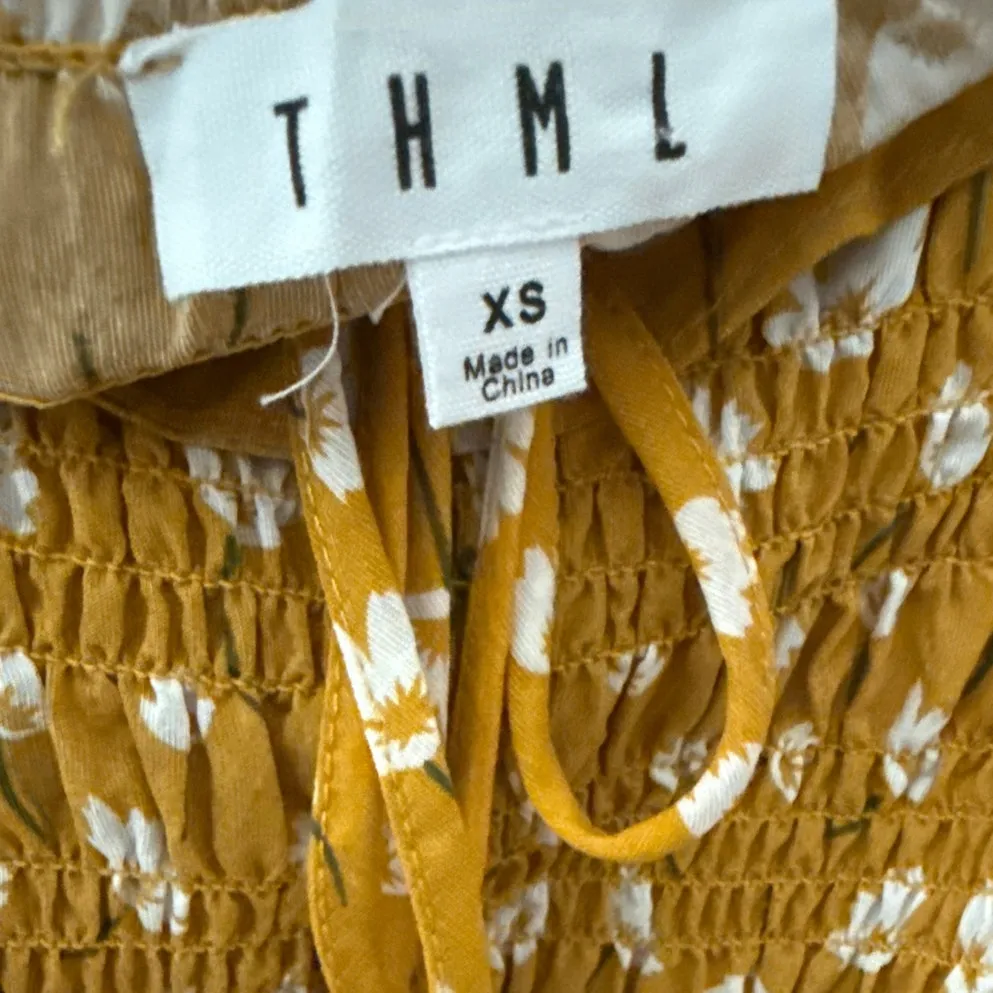 THML Floral‎ Tiered Ruffle Midi Dress Mustard Size XS - Image 8
